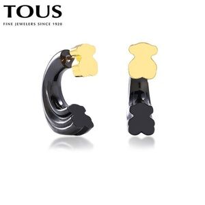 TOUS Black and Gold Bear Earrings